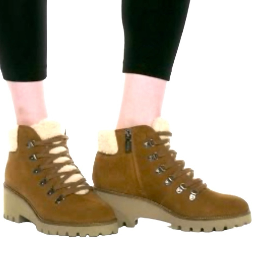 Blondo Devin Camel Suede Waterproof Sherpa Lined Casual Hiking Boots Womens 8 - Picture 2 of 15